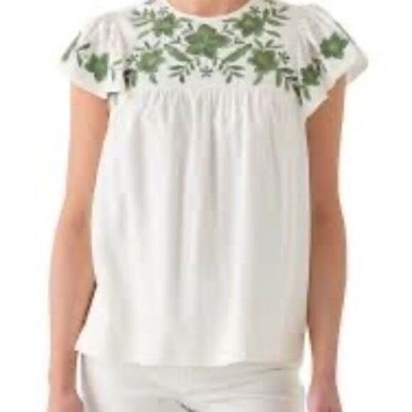 crown & ivy Tops - Crown & Ivy Flutter Sleeve Embroidered Top Sz M Lined Boho Babydoll